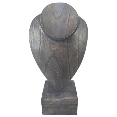 Déclassé - Buste présentoir à colliers sur pied 30cm - bois finition "noir vintage"