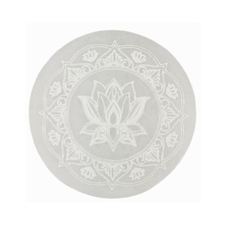 Disque Fleur de Lotus en Sélénite ø10cm - Plaque de rechargement