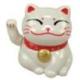 Maneki Neko Blanc à Énergie Solaire Chat Porte-Bonheur Japonais 7,8cm