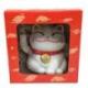 Maneki Neko Blanc à Énergie Solaire Chat Porte-Bonheur Japonais 7,8cm