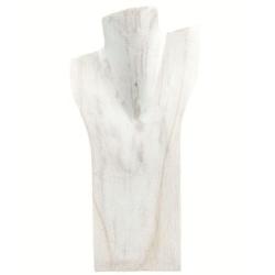 Buste présentoir à colliers en bois massif blanc cérusé 30cm