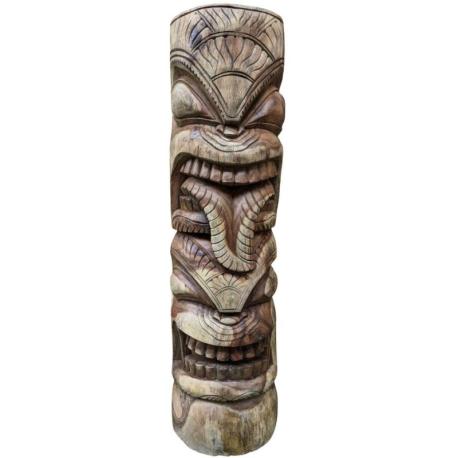 Totem Tiki Kahuna 120cm en Bois de Suar Massif | Pièce Unique