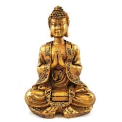 Statuette Bouddha assis finition dorée patinée 12cm