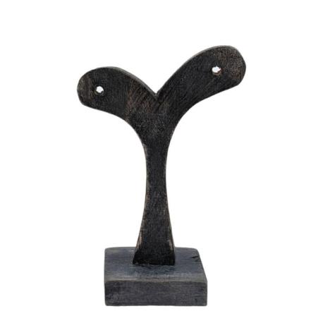 Présentoir / Support à boucles d'oreilles en bois 10cm | Finition "Noir Vintage"