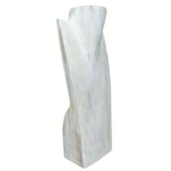 Buste - Présentoir à colliers en bois massif blanc cérusé 35cm