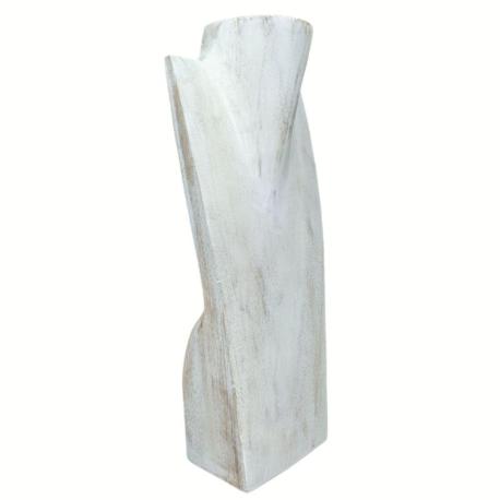 Buste - Présentoir à colliers en bois massif blanc cérusé 35cm