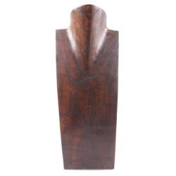 Buste - Présentoir à colliers en bois massif chocolat 35cm