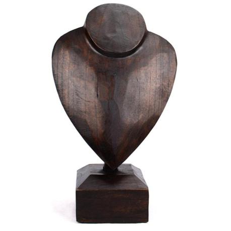 Buste d'exposition Présentoir Bijoux en bois 30cm | Finition "Chocolat"