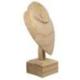 Buste présentoir à colliers sur pied en bois massif brut 30cm