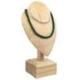 Buste présentoir à colliers sur pied en bois massif brut 30cm
