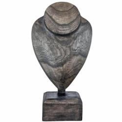 Buste présentoir à colliers sur pied 30cm - bois massif  finition "noir vintage"