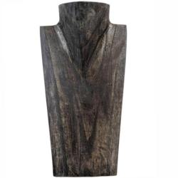 Buste présentoir à collier en bois 25cm | Finition "Noir Vintage"