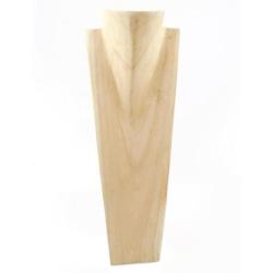 Présentoir spécial colliers longs 60cm buste en bois exotique brut