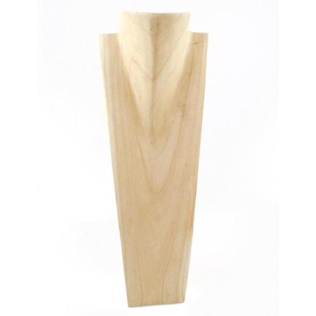 Présentoir spécial colliers longs 60cm buste en bois exotique brut