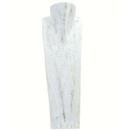 Présentoir spécial colliers longs 50cm buste en bois finition "blanc cérusé"