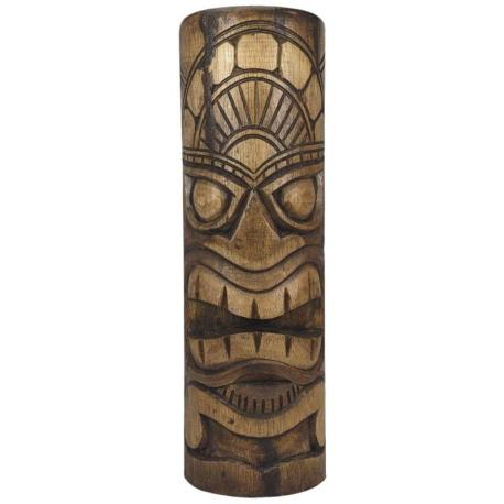 Déclassé - Grand Totem Tiki 50cm en bois massif sculpté à la main