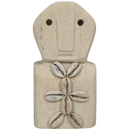 Statuette Tribale en Pierre et Coquillages Cauris 10cm | Artisanat de Sumba