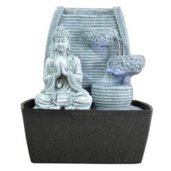 Fontaine d'intérieur Bouddha Stone avec mur d'eau et éclairage Led