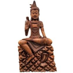 Grande Statue de Shiva en Bois de Suar 100cm
