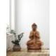 Grande Statue de Bouddha assis en bois de Suar 80cm