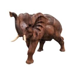 Statue Éléphant d'Afrique XL en bois exotique 70cm | Pièce Unique
