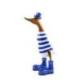 Canard décoratif en bois 35cm - Marinière bleue et blanche