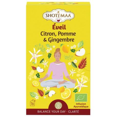 Infusion Ayurvédique Bio Éveil - Citron, Pomme & Gingembre | Shoti Maa Harmonie
