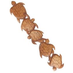 Les Tortues | Décor Mural 95cm en Bois de Suar sculpté Main