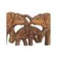 La Famille d'Éléphants | Décor Mural 50cm en Bois de Suar sculpté Main