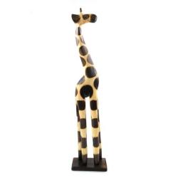 Statue Girafe 60cm en bois, déco maison africaine.