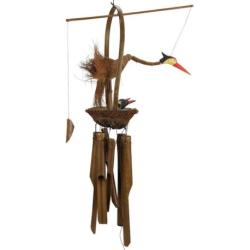 Carillon à vent en Bambou et Noix de coco - Oiseau & Oisillons Carillon à vent en Bambou et Noix de coco - Oiseau & Oisillons