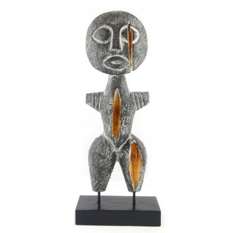 Statue de fertilité Aku-Aba  en bois noir vieilli 47cm