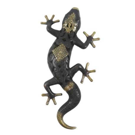Statue Salamandre / Gecko / Lézard en laiton 50cm