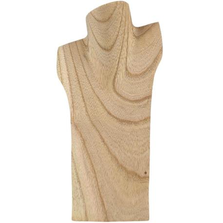 Buste Présentoir à colliers en bois 30cm | Finition "Bois brut naturel"
