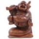 Statue Bouddha chinois voyageur 20cm - Bois exotique sculpté