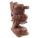 Statue Bouddha chinois voyageur 20cm - Bois exotique sculpté