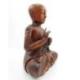 Statue Moine Bouddhiste Shaolin 30cm sculpture en bois sculpté main