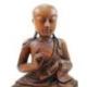 Statue Moine Bouddhiste Shaolin 30cm sculpture en bois sculpté main
