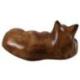 Chat Endormi en Bois 15cm Allongé sur un Rebord d'étagère