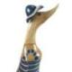 Canard décoratif en bois 35cm - Maillot de bain rayé Marine & Blanc