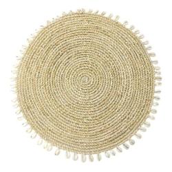 Set de table rond ø35cm en jonc de mer et coquillages, déco de table nature.