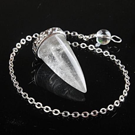 Pendule cône poli - Cristal de roche naturel