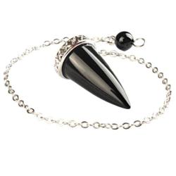 Pendule cône poli - Onyx / Agate noire naturelle