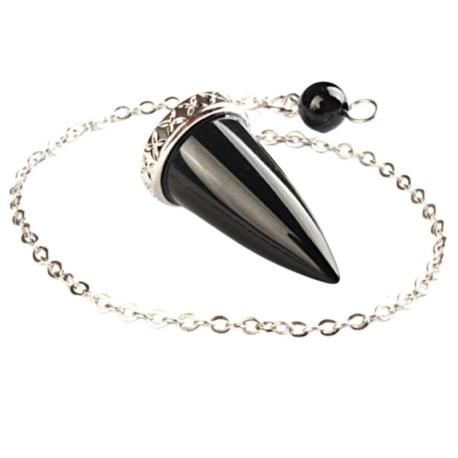 Pendule cône poli - Onyx / Agate noire naturelle