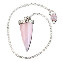 Pendule cône poli - Quartz rose
