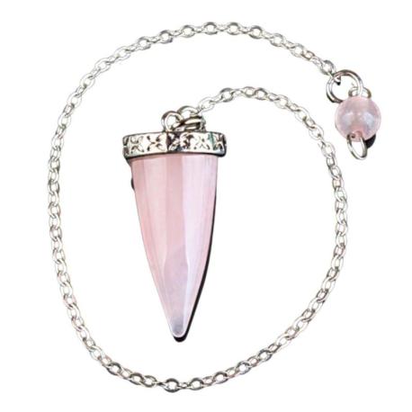 Pendule cône poli - Quartz rose