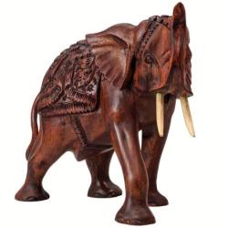 Grande Statue éléphant en bois sculpté 40cm | Style Colonial