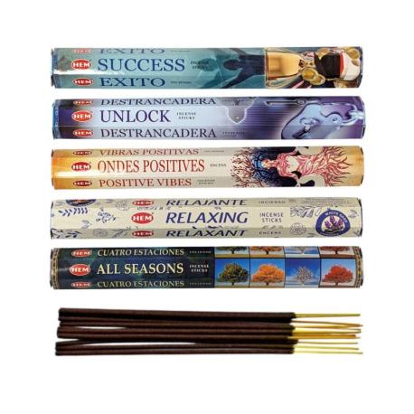 Bouquet "Ondes Positives" - Lot de 100 bâtons d'encens HEM (5 parfums)