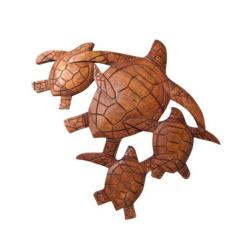 La Famille Tortues | Décor Mural en Bois de Suar sculpté Main
