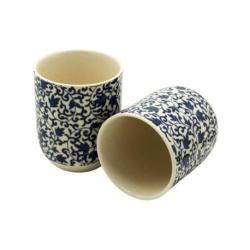 Tasses à Thé en Porcelaine Motifs Asiatiques Bleus & Blancs  | Lot de 2